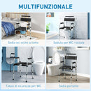 Sedia WC per Anziani e Disabili 52,5x46x81,5-97 cm Pieghevole e Regolabile in Acciaio e Pelle PU Nero 
