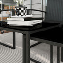 Set da Giardino Divano 2 Poltrone e 2 Tavolini Piano in Vetro   Nero