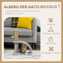 Tiragraffi per Gatti Albero con Arco Massaggiatore 34x24x43 cm in Iuta e Peluche Grigio 