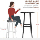 Tavolo Bar Rettangolare Alto 118x58x98 cm in MDF e Metallo Nero