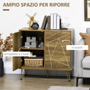 Mobiletto Multiuso 2 Ante 84x39x80,7 cm in Legno e Acciaio Bronzo