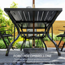 Set Salotto da Giardino 7 Pezzi con Tavolo da Pranzo con Foro per Ombrellone e 6 Sedie Pieghevoli Grigio    