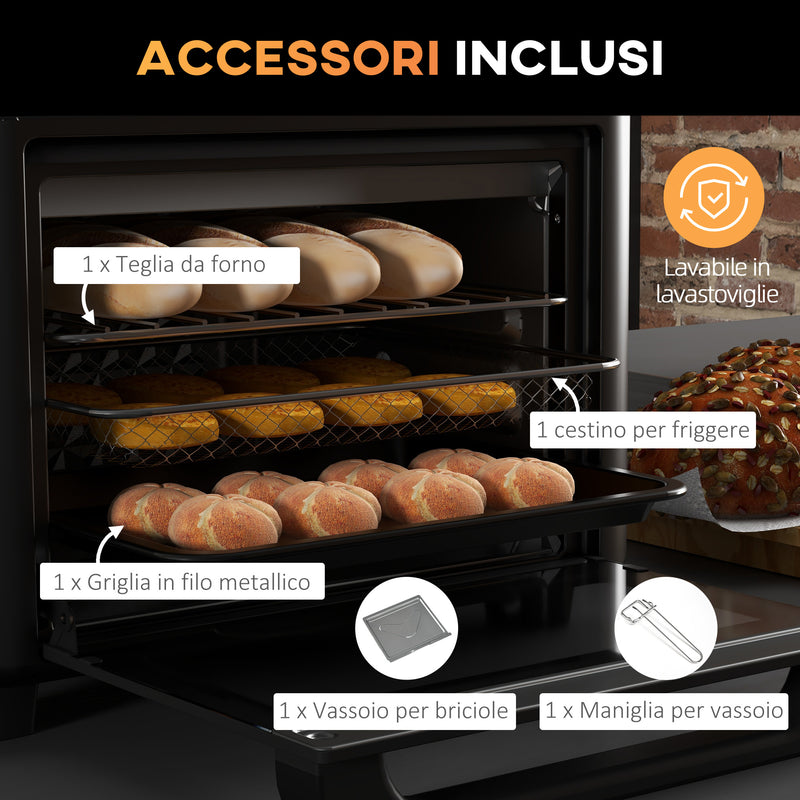 Forno Elettrico 1500W 13L 12 Programmi Friggitrice ad Aria Bianco 