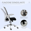 Sedia Operativa Ergonomica Altezza regolabile 94-104 cm Tessuto Effetto Lino Bianco e Nero 