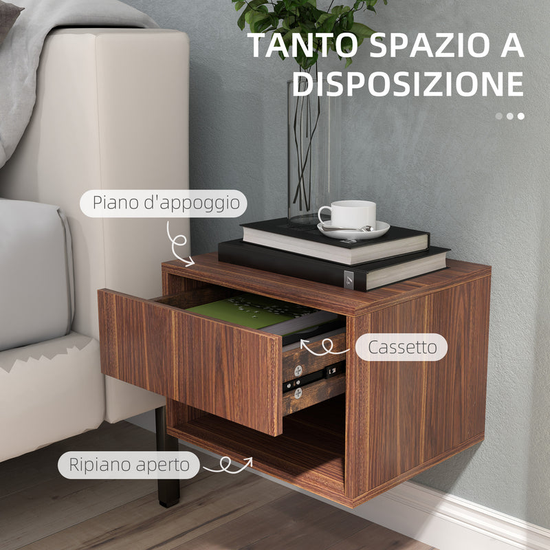 Set 2 Comodini con Cassetto e Ripiano a Giorno 40x34x29 cm in Legno Marrone  