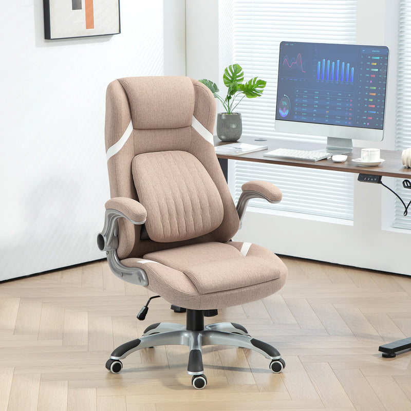 Sedia Operativa da Ufficio Reclinabile 68x76x109-117 cm Marrone Chiaro 