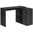Scrivania Angolare da Ufficio 2 Cassetti e 2 Ripiani 117x82x74 cm in Legno Nero 