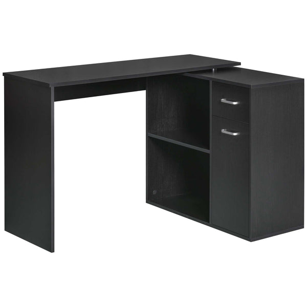 Scrivania Angolare da Ufficio 2 Cassetti e 2 Ripiani 117x82x74 cm in Legno Nero online