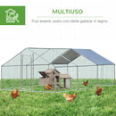 Pollaio Gabbia per Galline 600x303,5x195 cm in Metallo con Copertura in Tessuto Oxford Argento