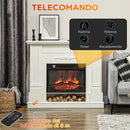Camino Elettrico da Pavimento 1800W con Fiamma a 3 Intensità e Telecomando 117x30x100 cm Bianco 