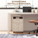 Cassettiera da Ufficio 2 Cassetti e Ripiano Portadocumenti 40x35x60 cm in Legno e Metallo Rovere