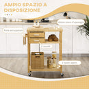 Carrello da Cucina 83x45x96 cm con Ruote in Bambù Naturale