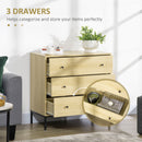 Cassettiera 3 Cassetti 80x40x78 cm in Acciaio e Legno Naturale