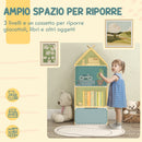 Libreria per Bambini 3 Ripiani e Cassetto e Dispositivo Antiribaltamento 50x30x119,5 cm Verde 