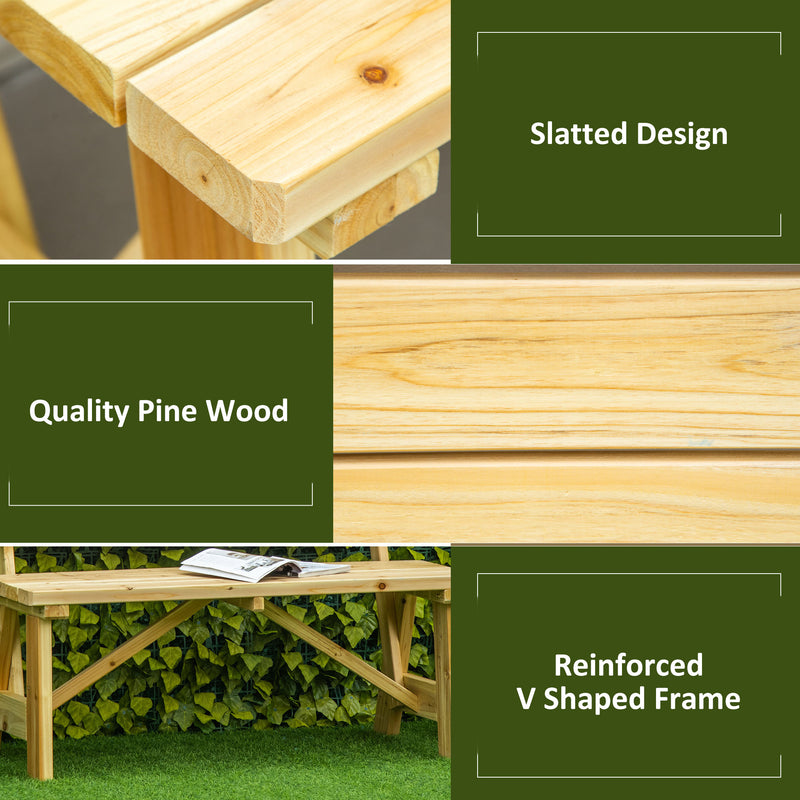 Panchina da Giardino  2 Posti a Doghe con Schienale Alto 116x56x80 cm in Legno Naturale