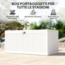 Baule da Esterno 140x68x68 cm Capacità 140L in PE Impermeabile e Scanalato Bianco  