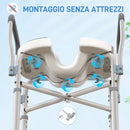 Sgabello da Doccia con Seduta Scanalata e Braccioli Altezza Regolabile e Piedini Antiscivolo Azzurro    