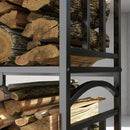 Portalegna 3 Livelli 46x32x126 cm in Metallo con Ganci per Attrezzi Nero