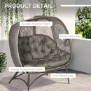 Poltrona 2 Posti da Giardino 126x75x142 cm con Cuscino Marrone Sabbia