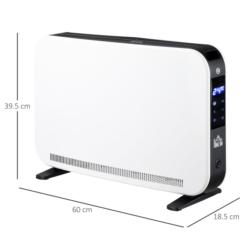 Termosifone Elettrico 3 Modalità Timer e Termostato 60x18,5x39,5 cm Bianco e Nero 