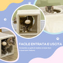 Tunnel per Gatti Pieghevole 98x30x30 cm con Tiragraffi in Peluche e Sisal Crema  