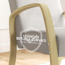 Poltrona Imbottita Stile Scandinavo in Tessuto e Legno di Betulla Grigio  