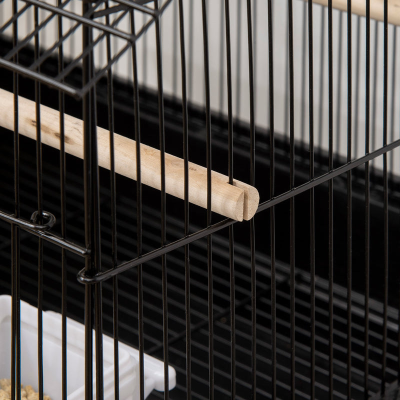 Gabbia per Uccelli con Maniglia di Trasporto e Vassoio Estraibile 50.5x41x63 cm in Metallo e Plastica Nero-8