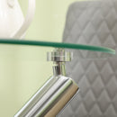 Tavolino Ø80x74 cm con Piano in vetro Gambe in Acciaio