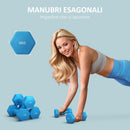 Set 2 Manubri Palestra 6 kg Pesi esagonali per Allenamento Azzurro