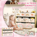 Mobile Portagiochi per Bambini a 3 Livelli 93x30x70 cm con 9 Contenitori in Tessuto Giallo  
