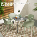 Set 4 Sedie da Giardino 60x56x75 cm dal Design Moderno Impilabili Verde  