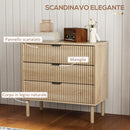 Cassettiera 3 Cassetti 80x40x77,5 cm in Stile Nordico in Legno Rovere  
