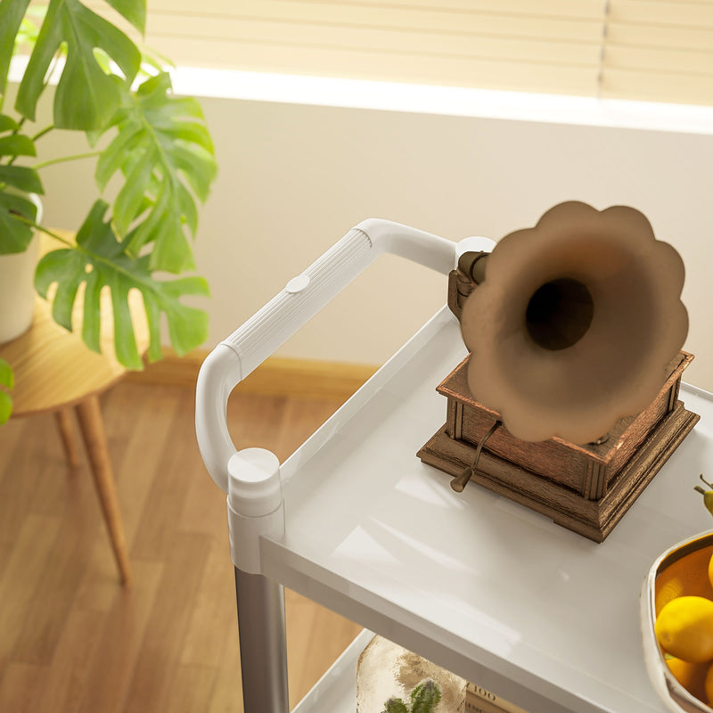 Carrello Portavivande 3 Livelli 88x44x93 cm Bianco e Argento  