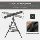 Dondolo da Giardino 3 Posti 167x112x153 cm con Tettuccio Regolabile in Rattan PE Grigio Scuro  