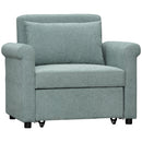 Poltrona Letto Singolo Schienale Regolabile 96x84,5x87,5 cm in Tessuto effetto Lino Verde