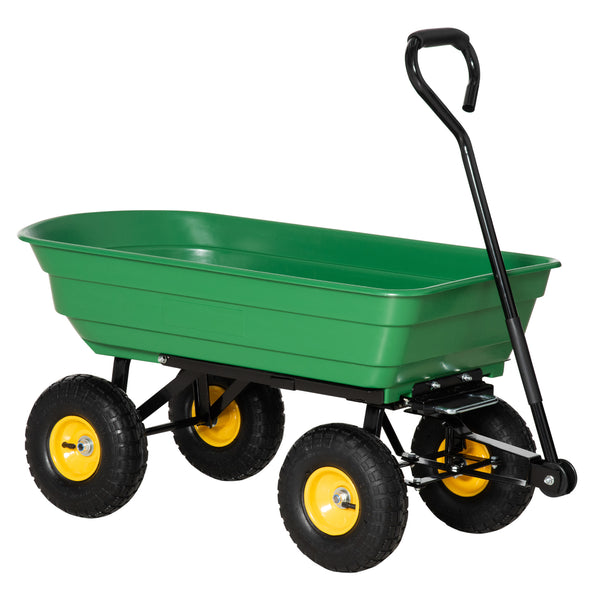 prezzo Carrello da Giardino Ribaltabile 4 Ruote 109x52x94 cm 75 Litri Verde