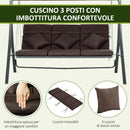 Dondolo da Giardino 3 Posti 198x118x168 cm Sedute Separate con Chaise Longue Marrone   