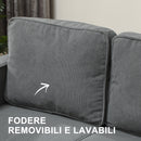 Divano 2 Posti con Spazio Contenitore e 2 Cuscini 140x63x79 cm Grigio   