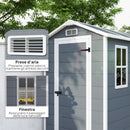 Casetta Box da Giardino 130x180 cm con Pavimento Porta con Blocco e Finestra in Resina Grigio  