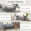 Panca Fondo Letto 126x48,5x57 cm in Tessuto Vellutato Grigio