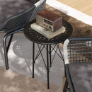 Tavolino da Giardino con Intagli a Fiori e Foglie Ø40x50 cm in Acciaio Nero 