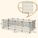 Recinto per Animali Modulabile e Multilivello 140x70x35 cm con 12 Pannelli e Bordi Arrotondati in Metallo e ABS Nero   
