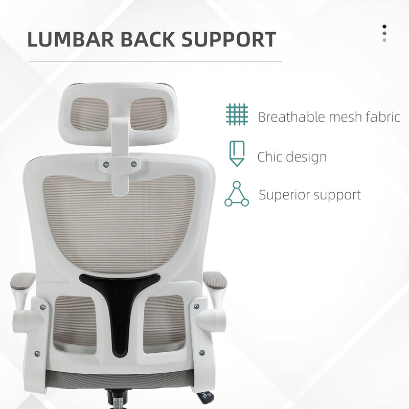 Sedia da Ufficio Direzionale 60x59x114-122 cm con Poggiatesta in Poliestere Grigio