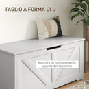 Cassapanca con Cerniere di Sicurezza Contenitore Capacità 127L 100x40x45cm in Legno Bianco  