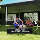 Gazebo da Giardino 596x300x270 cm per 12-18 Persone in Metallo e Tessuto Oxford Grigio   