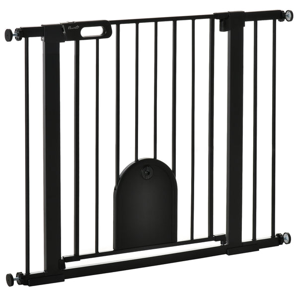sconto Cancelletto di Sicurezza per Cani con Porta Piccola Regolabile e Chiusura Automatica 75-103x76 cm Nero