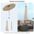 Ombrellone da Giardino Ø264x240 cm Inclinabile con Prese d'Aria Crema   