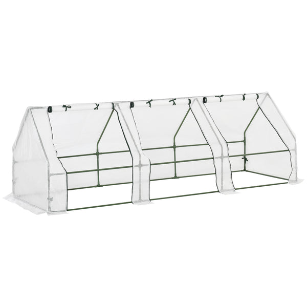 sconto Serre de jardin tunnel avec portes battantes 270x90x90 cm en polyéthylène blanc