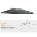 Copertura per Gazebo  a 2 Livelli  con Cinghie e 10 Fori di Drenaggio 4x3m in Poliestere Grigio Antracite