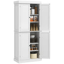 Credenza Mobile Alto Cucina 4 Ante e 6 Ripiani 76x40,5x184 cm in Legno Bianco 